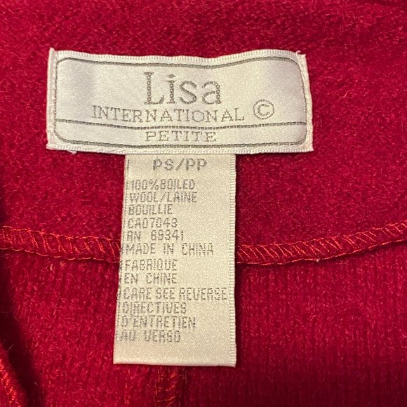 Lisa International 100% Wool Jacket - red - Picture 3 of 3
